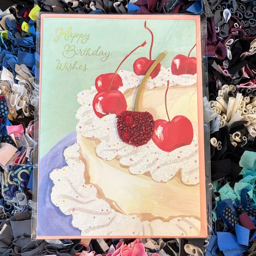 🆕Papyrus Beaded Cherry Birthday Greeting Card